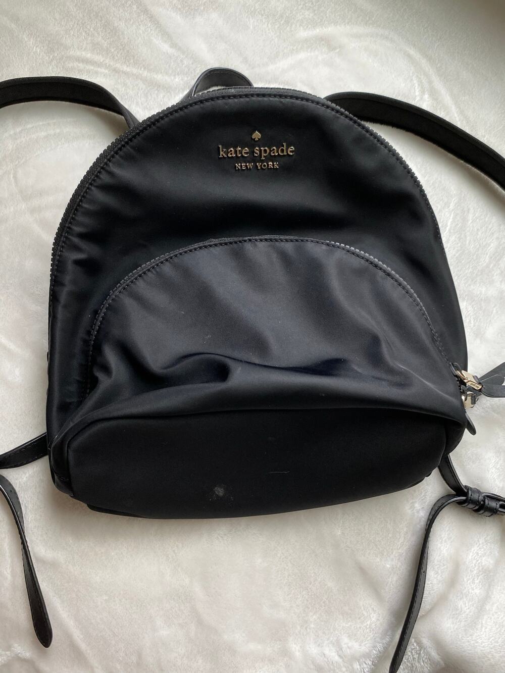 Kate Spade Nylon Mini Backpack Leather Straps 3 Sections Travel Career GUC